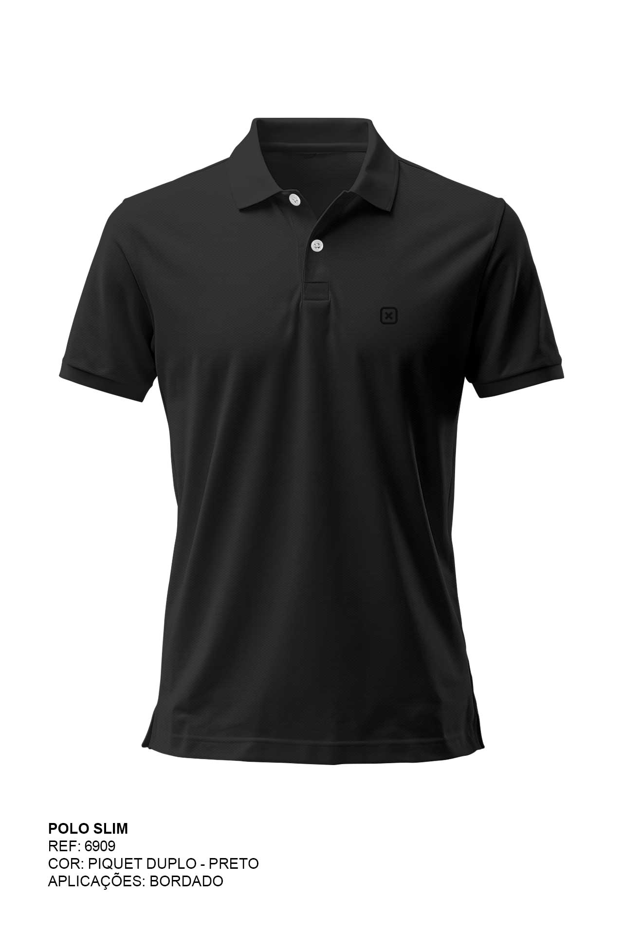 POLO SLIM PIQUET BORDADO 6909