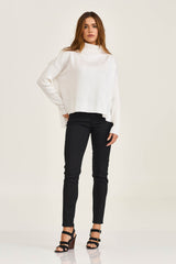 BLUSA TRICOT GOLA ALTA FENDA  PLAQUINHA 7348