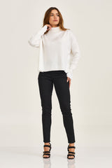 BLUSA TRICOT GOLA ALTA FENDA  PLAQUINHA 7348