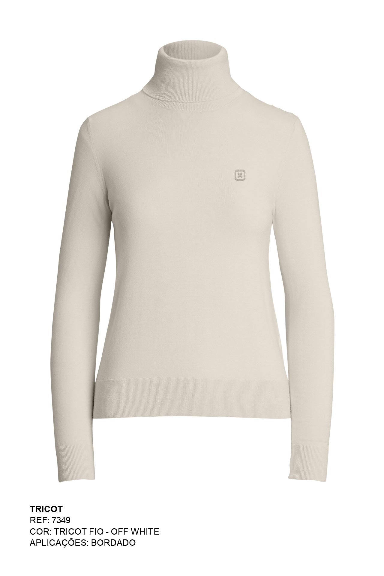 BLUSA TRICOT GOLA ALTA SLIM  PLAQUINHA 7349