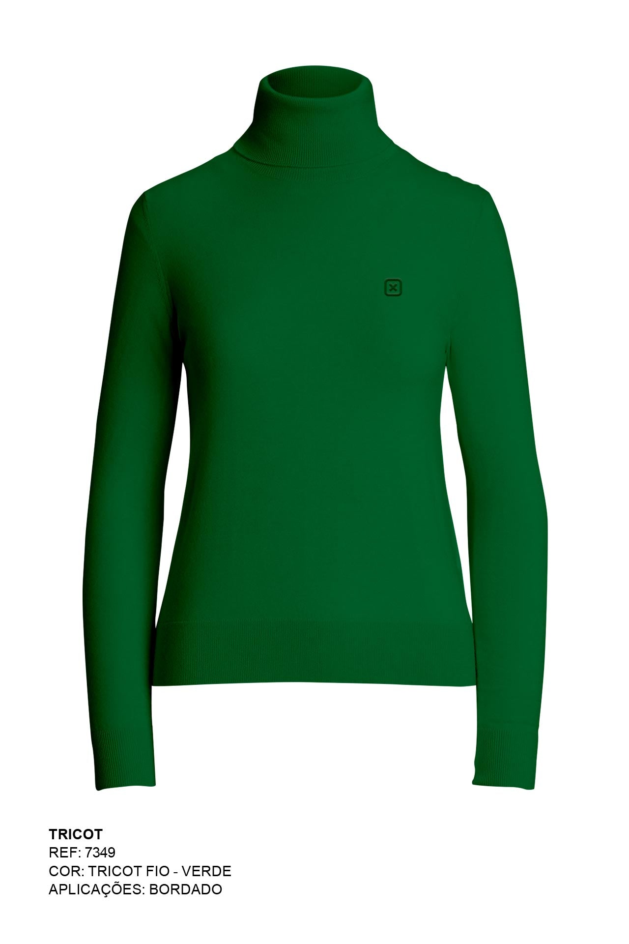 BLUSA TRICOT GOLA ALTA SLIM  PLAQUINHA 7349