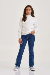 BLUSA TRICOT GOLA ALTA SLIM BORDADA 7349i INFANTIL