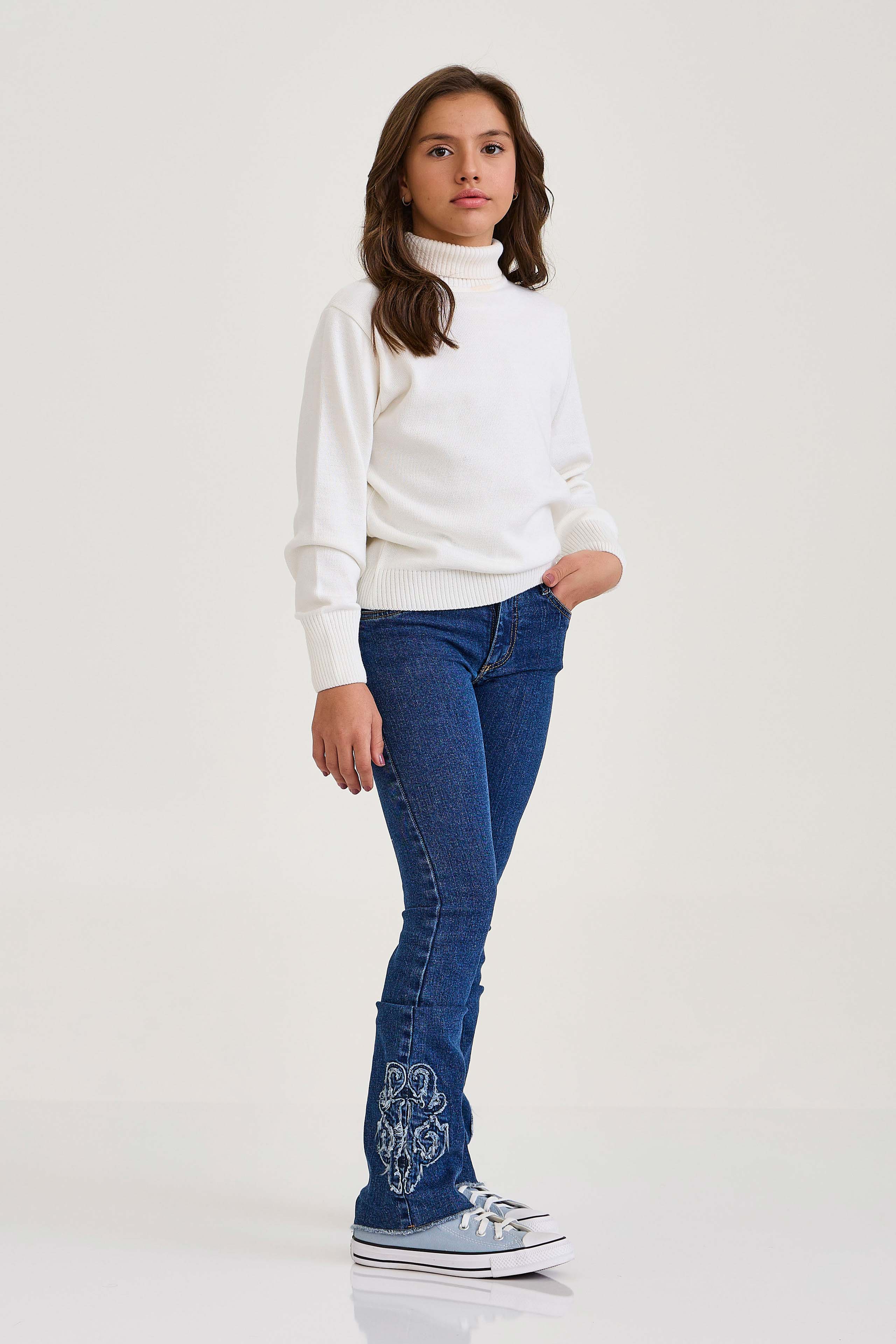 BLUSA TRICOT GOLA ALTA SLIM BORDADA 7349i INFANTIL