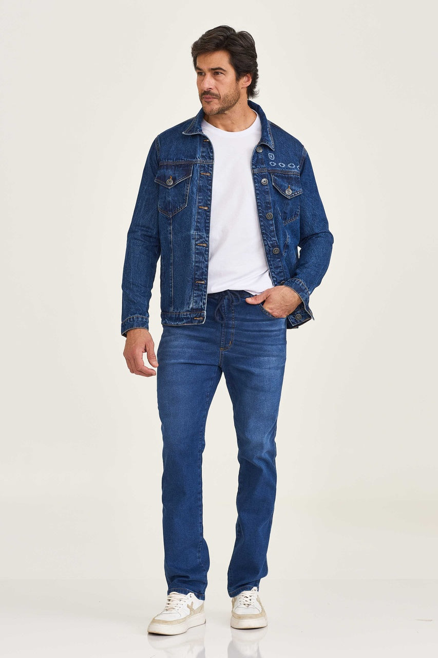 JAQUETA CUSTOM TRUCKER DENIM BORDADA 7366