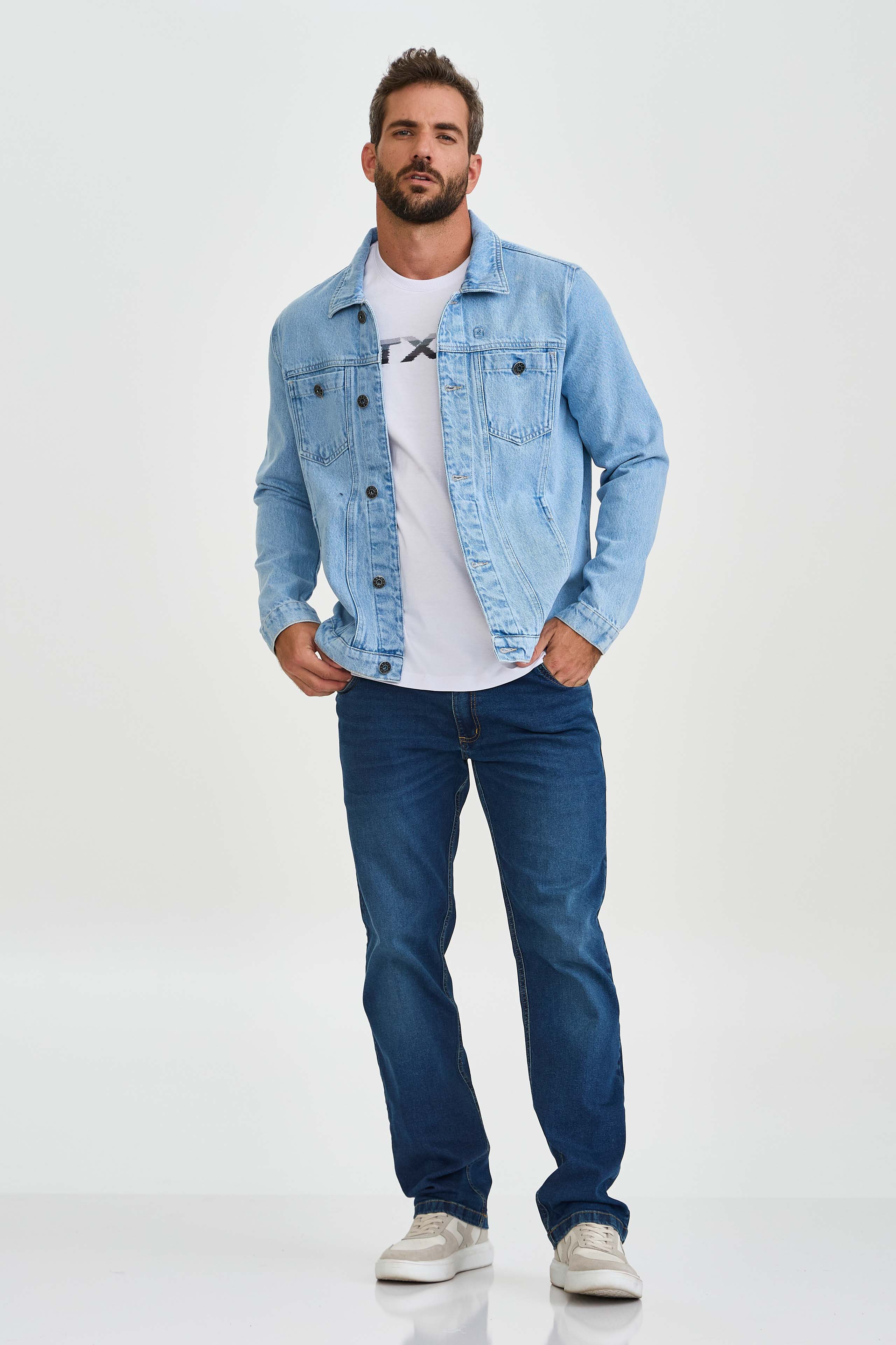 JAQUETA JEANS TRUCKER BORDADA 7368