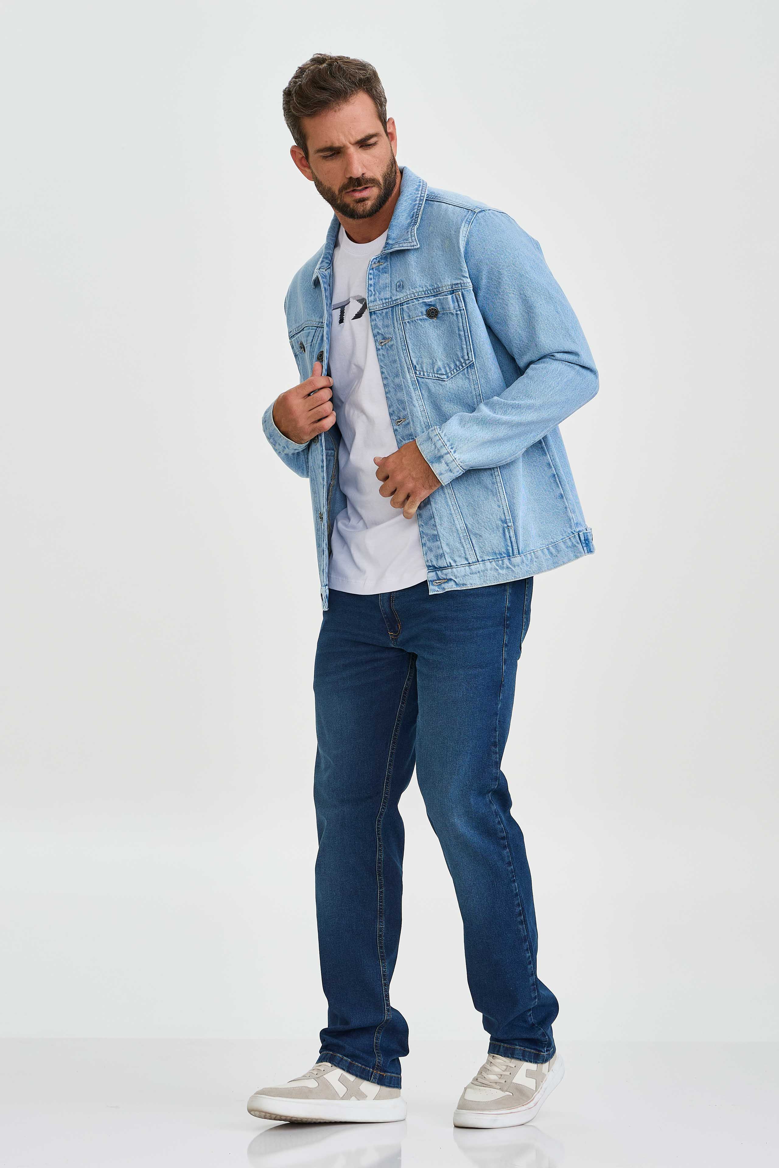 JAQUETA JEANS TRUCKER BORDADA 7368