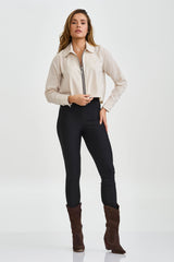 JAQUETA CROPPED POLIESTER COM ETIQUETA 7384