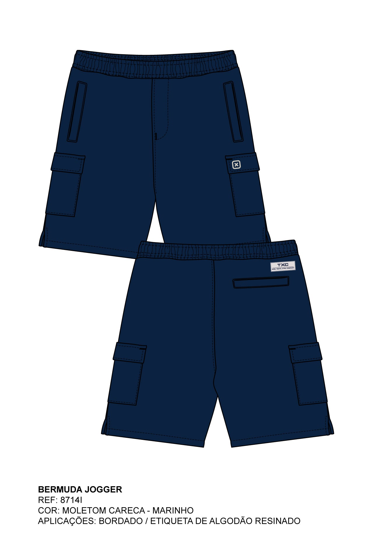 BERMUDA JOGGER MOLETOM BORDADA 8714i INFANTIL