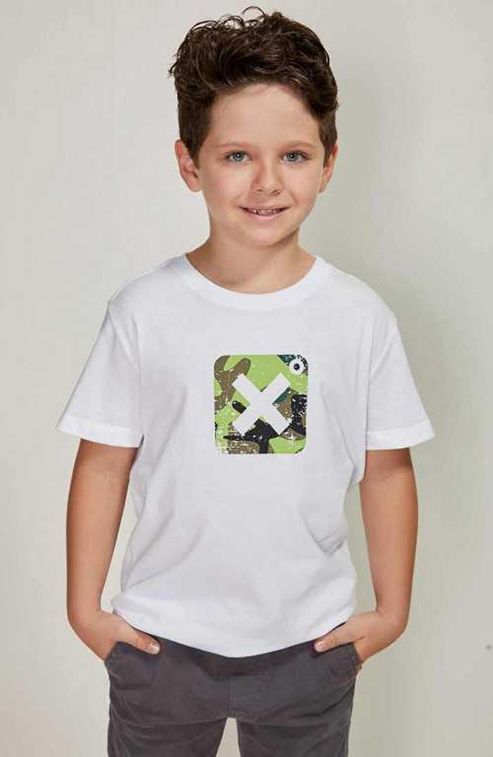 Camiseta Infantil Logo Camuflada Custom X - 14236