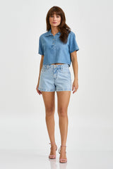 CAMISA CROPPED JEANS PLAQUINHA 12324C - TXC