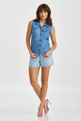 CAMISA JEANS SEM MANGA PLAQUINHA 12322S - TXC