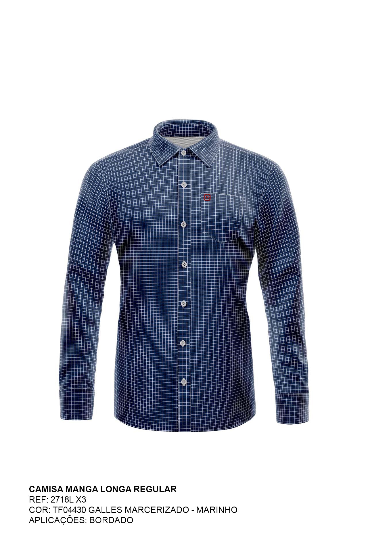 CAMISA REGULAR TRICOLINE BORDADA 2718Li - TXC