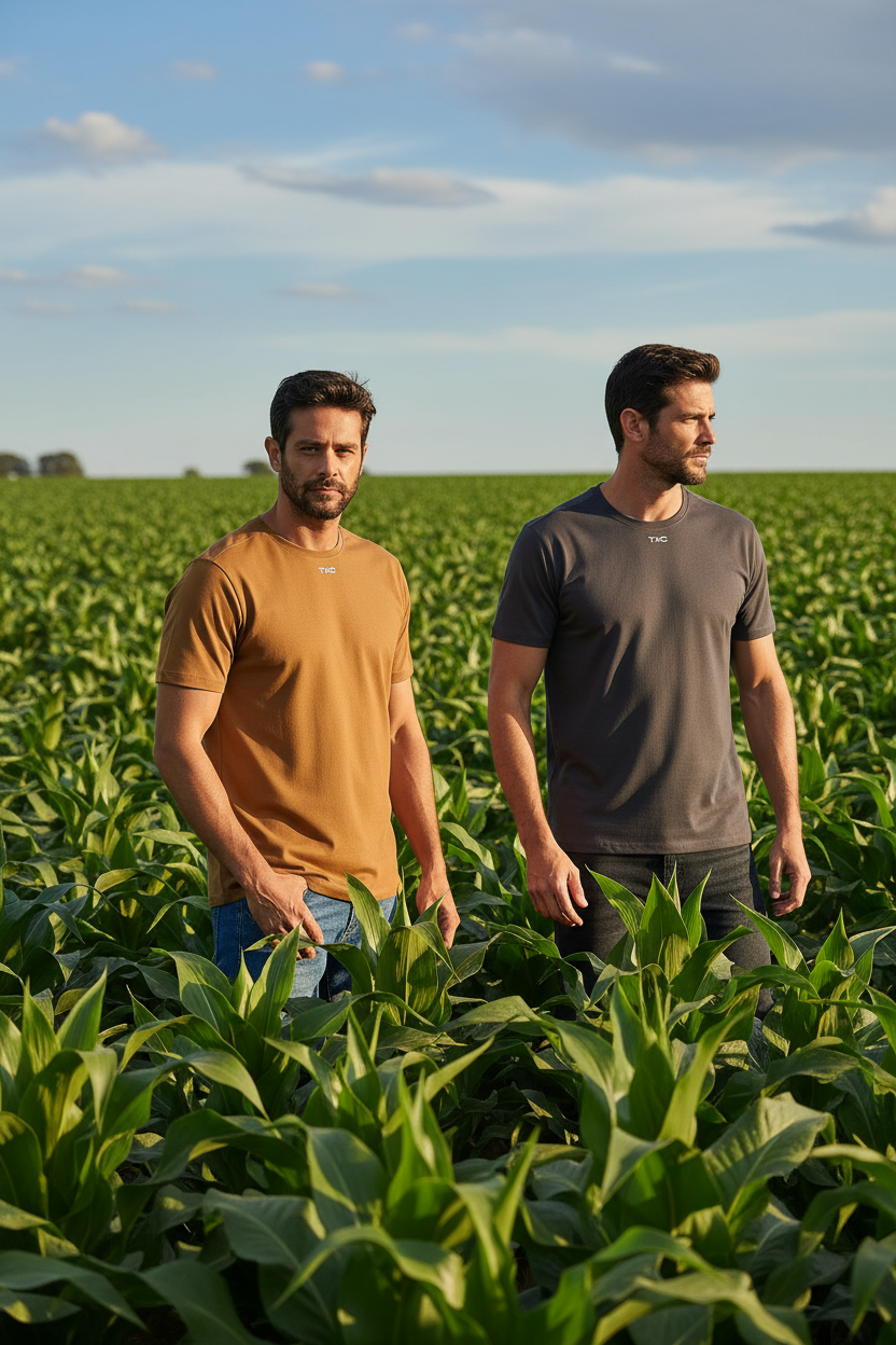 Camiseta em destaque na plantação