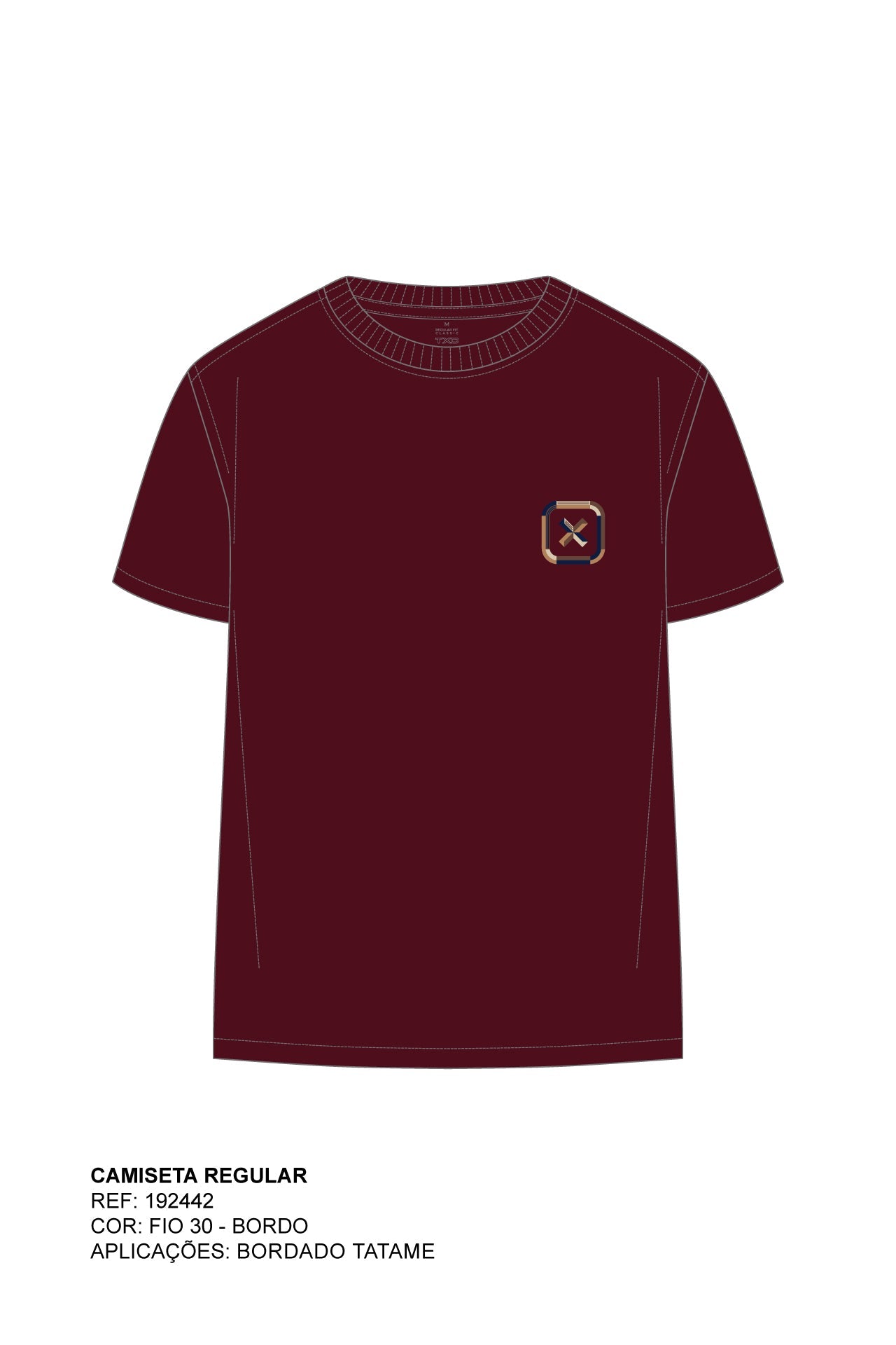 CAMISETA REGULAR MEIA MALHA PENTEADA BORDADA 192442 - TXC