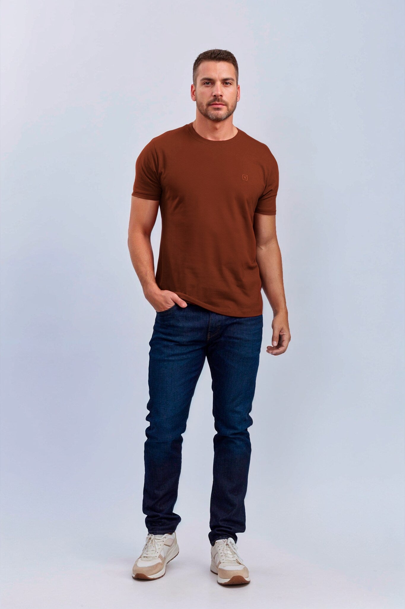 CAMISETA REGULAR MEIA MALHA PENTEADA BORDADA 19489 - TXC