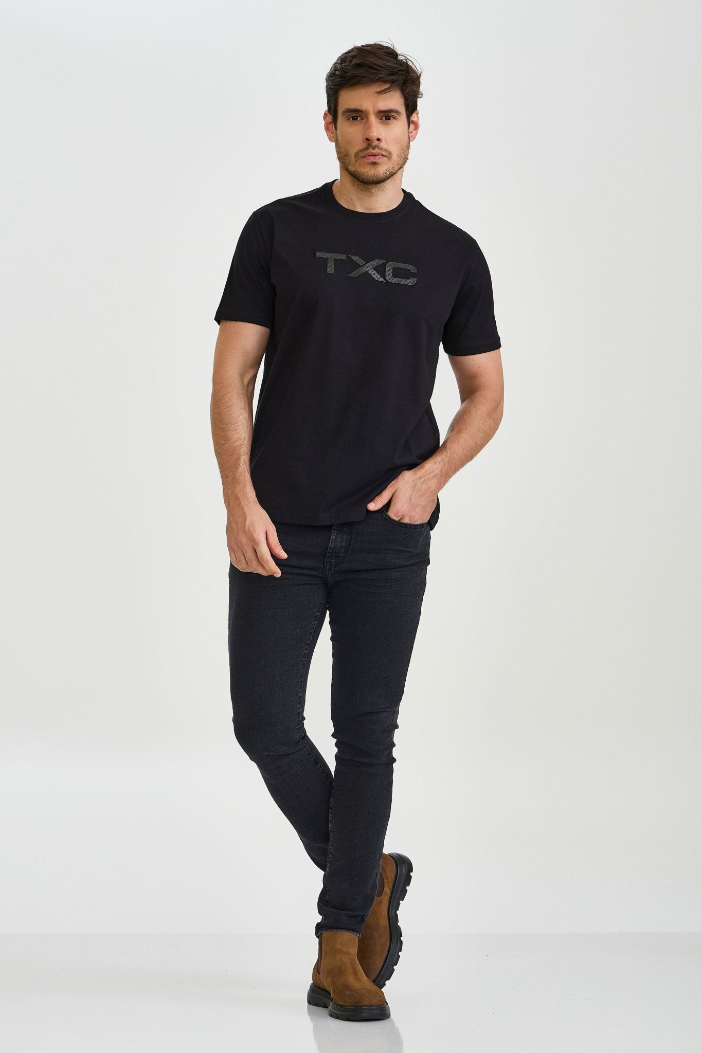 CAMISETA REGULAR MEIA MALHA PENTEADA ESTAMPADA 192410 - TXC