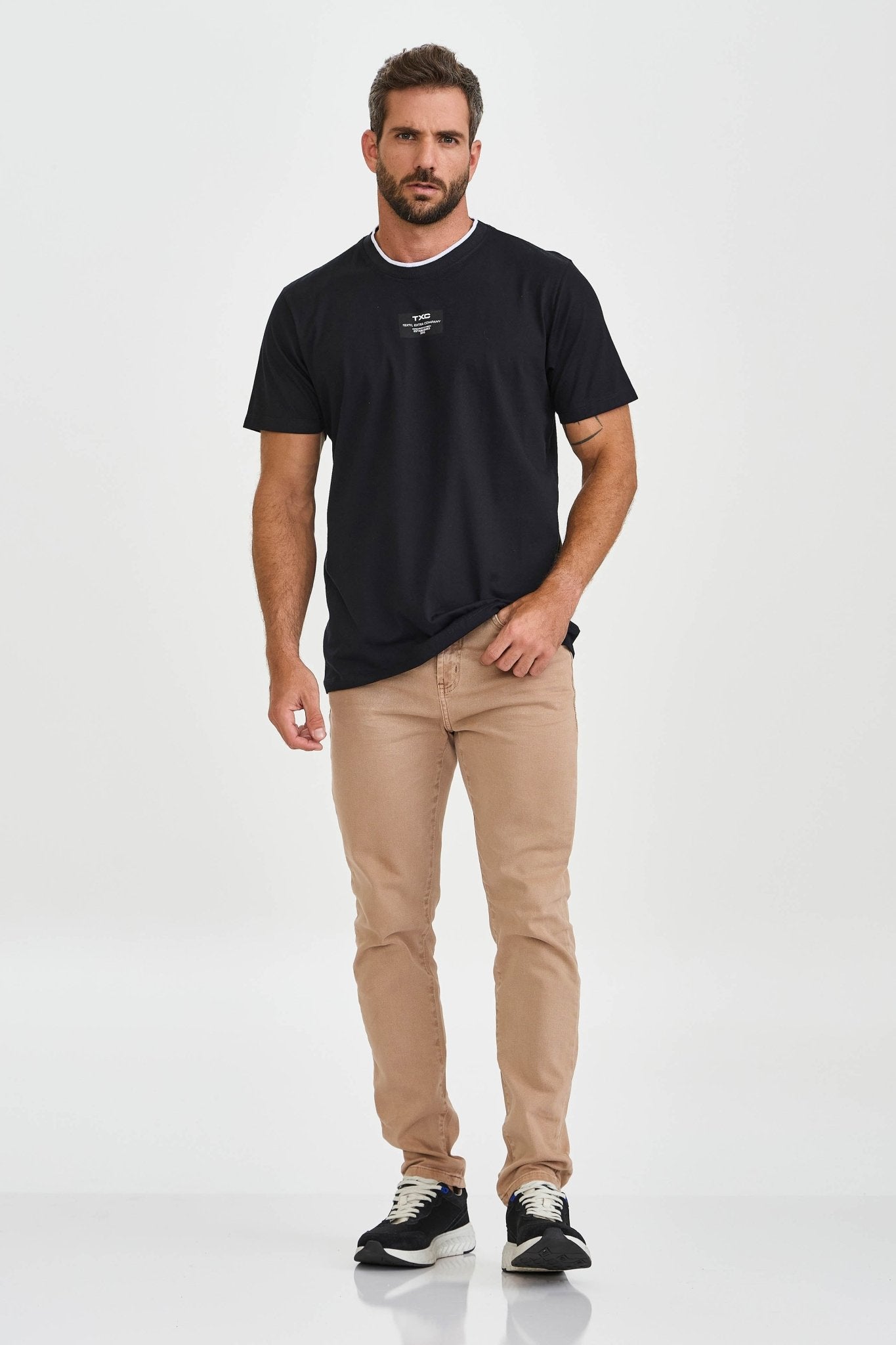 CAMISETA REGULAR MEIA MALHA PENTEADA ESTAMPADA 192423 - TXC