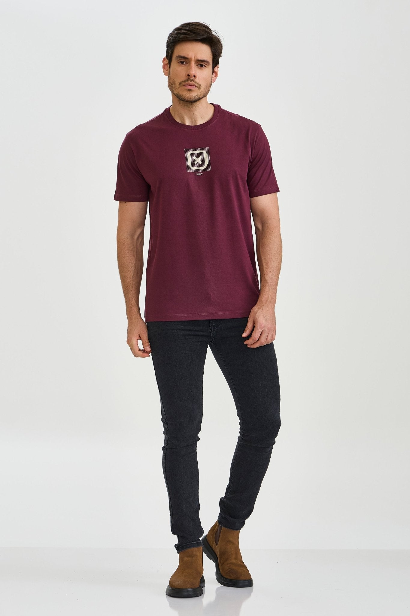 CAMISETA REGULAR MEIA MALHA PENTEADA ESTAMPADA 192466 - TXC