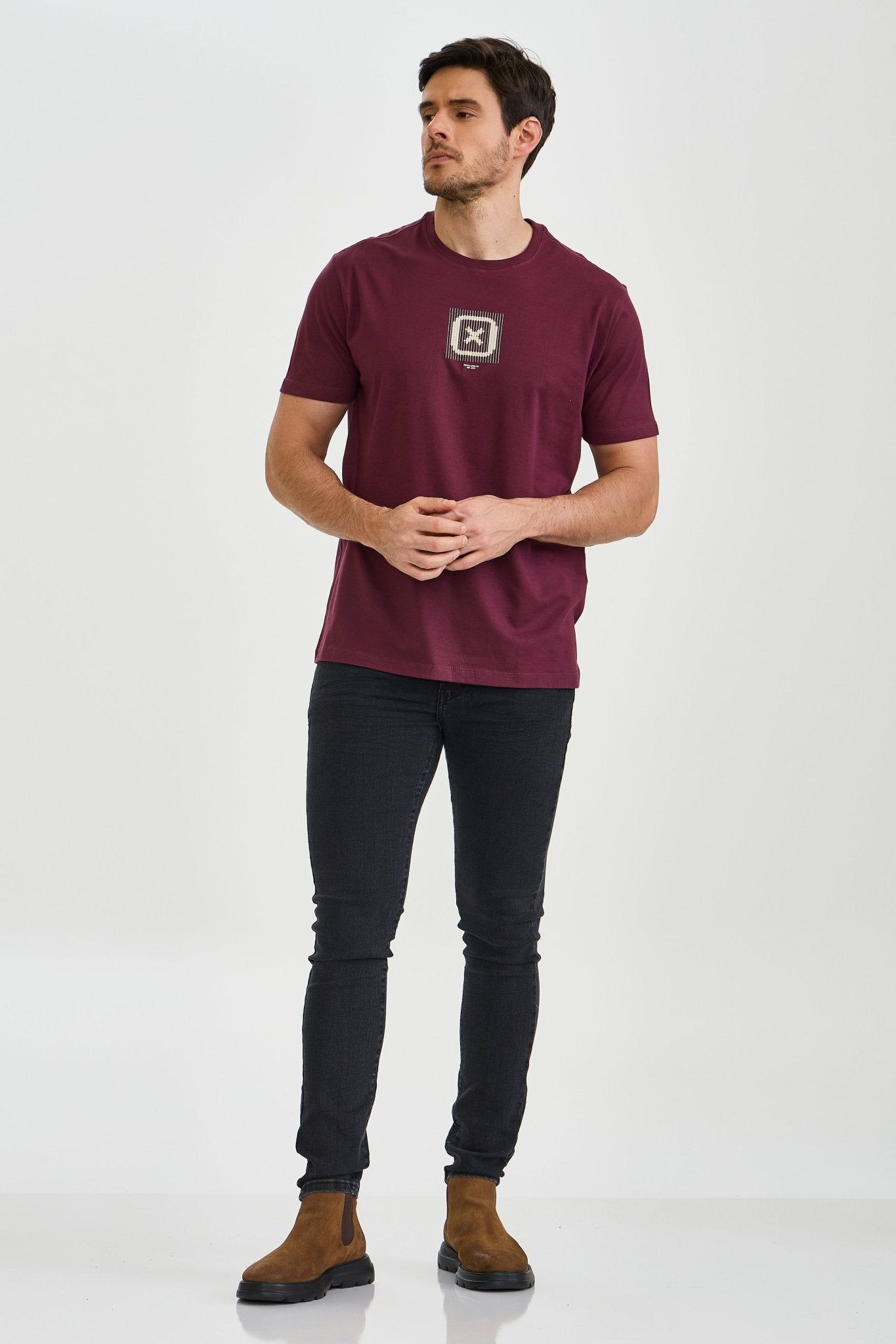 CAMISETA REGULAR MEIA MALHA PENTEADA ESTAMPADA 192466 - TXC