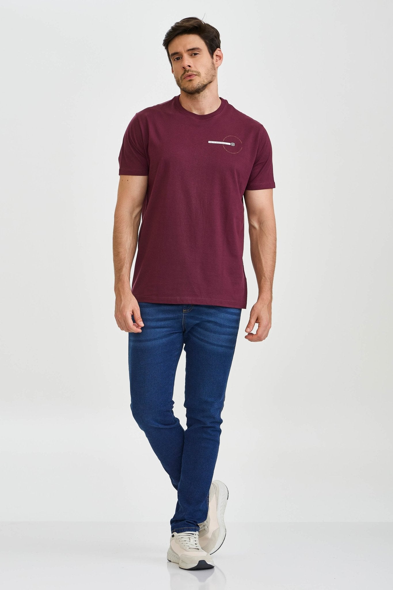 CAMISETA REGULAR MEIA MALHA PENTEADA ESTAMPADA 192468 - TXC