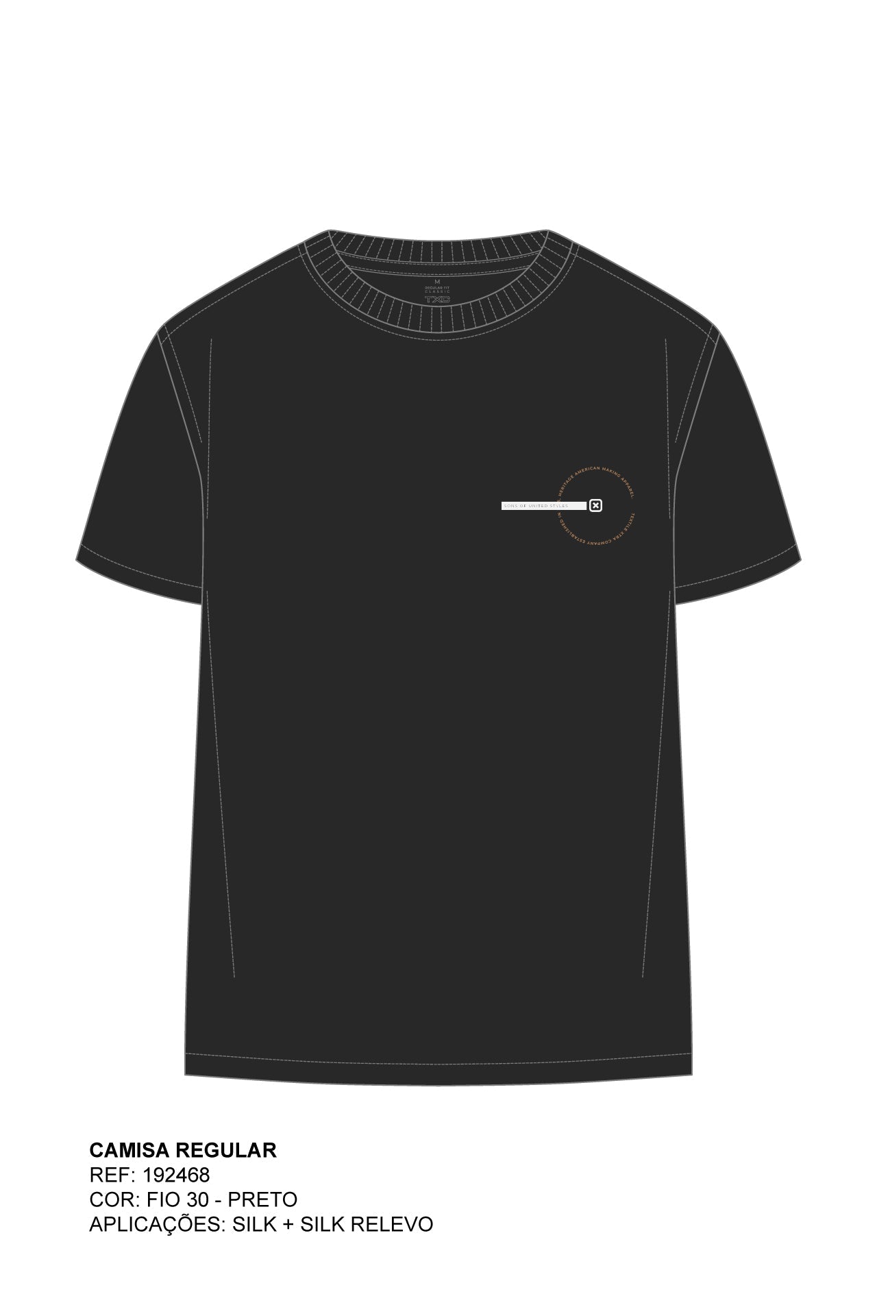 CAMISETA REGULAR MEIA MALHA PENTEADA ESTAMPADA 192468 - TXC