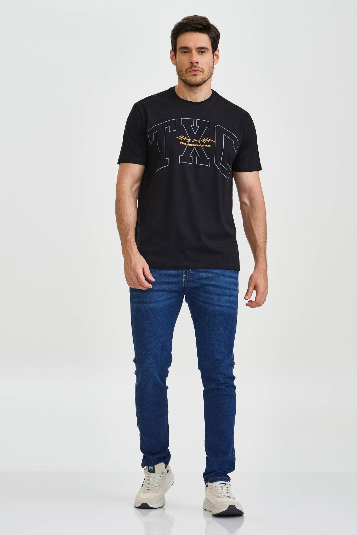 CAMISETA REGULAR MEIA MALHA PENTEADA ESTAMPADA 192489 - TXC