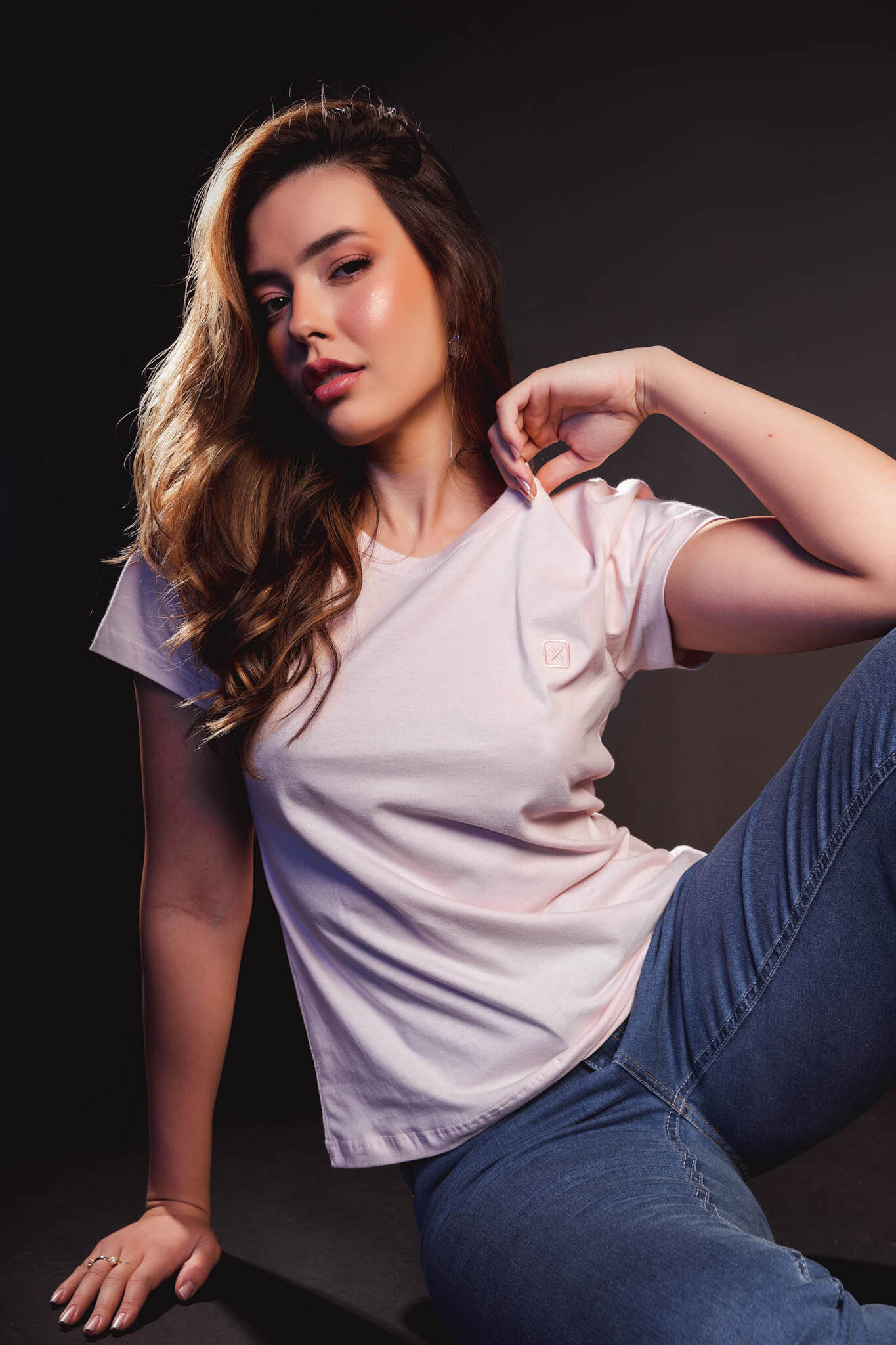 CAMISETA SLIM MEIA MALHA PENTEADA BORDADA 4981 - TXC