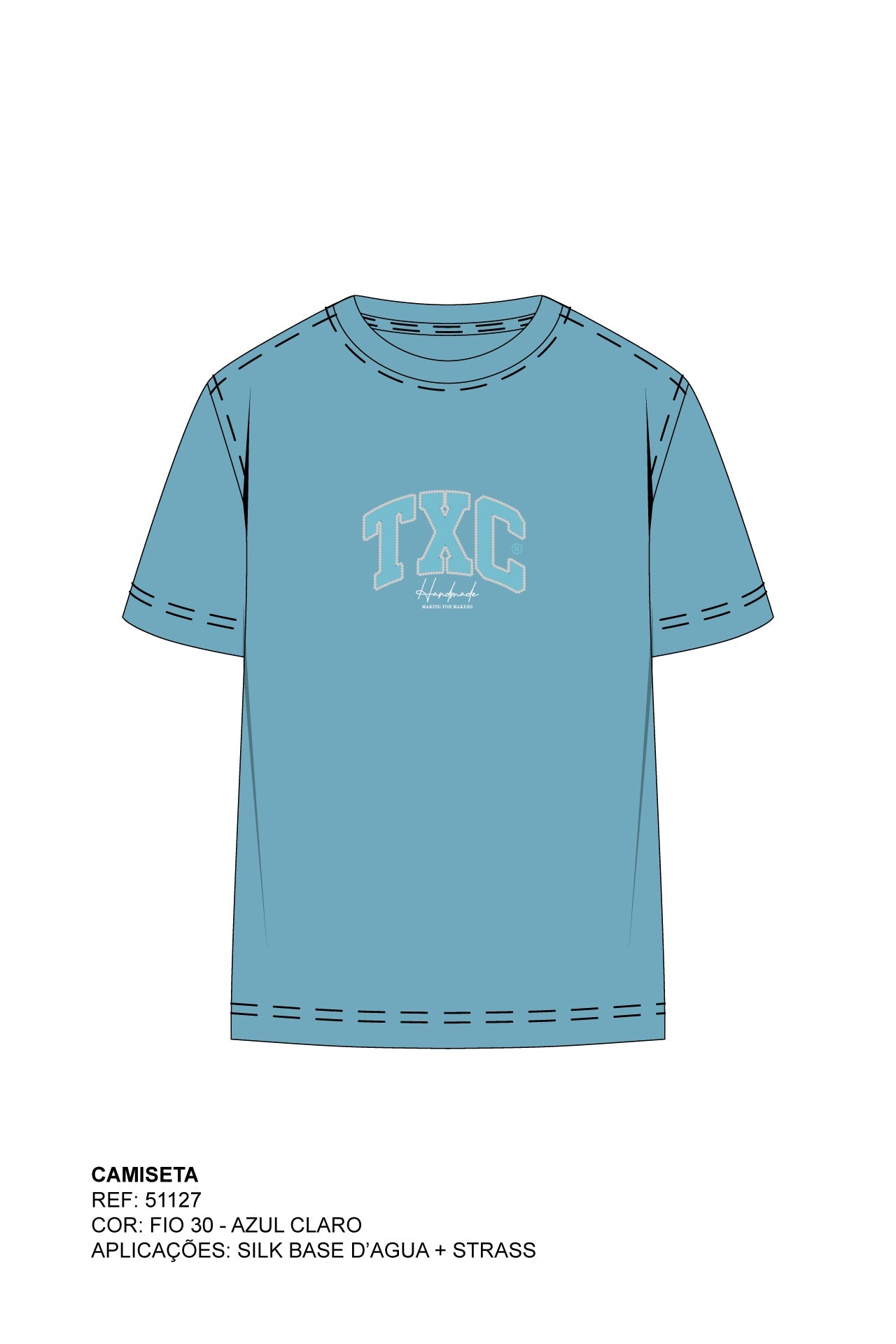 CAMISETA SLIM MEIA MALHA PENTEADA ESTAMPADA 51127 - TXC