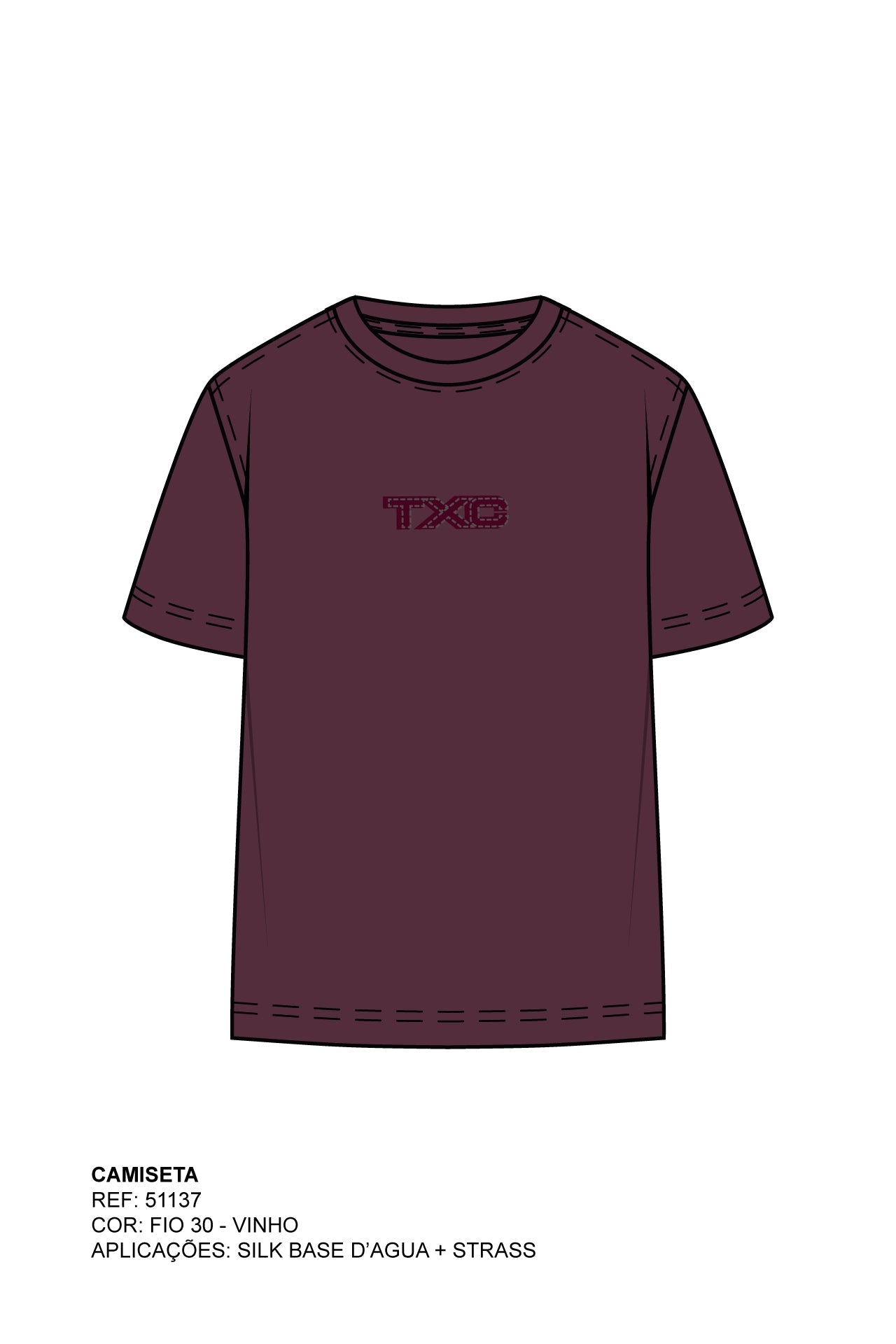 CAMISETA SLIM MEIA MALHA PENTEADA ESTAMPADA 51137 - TXC