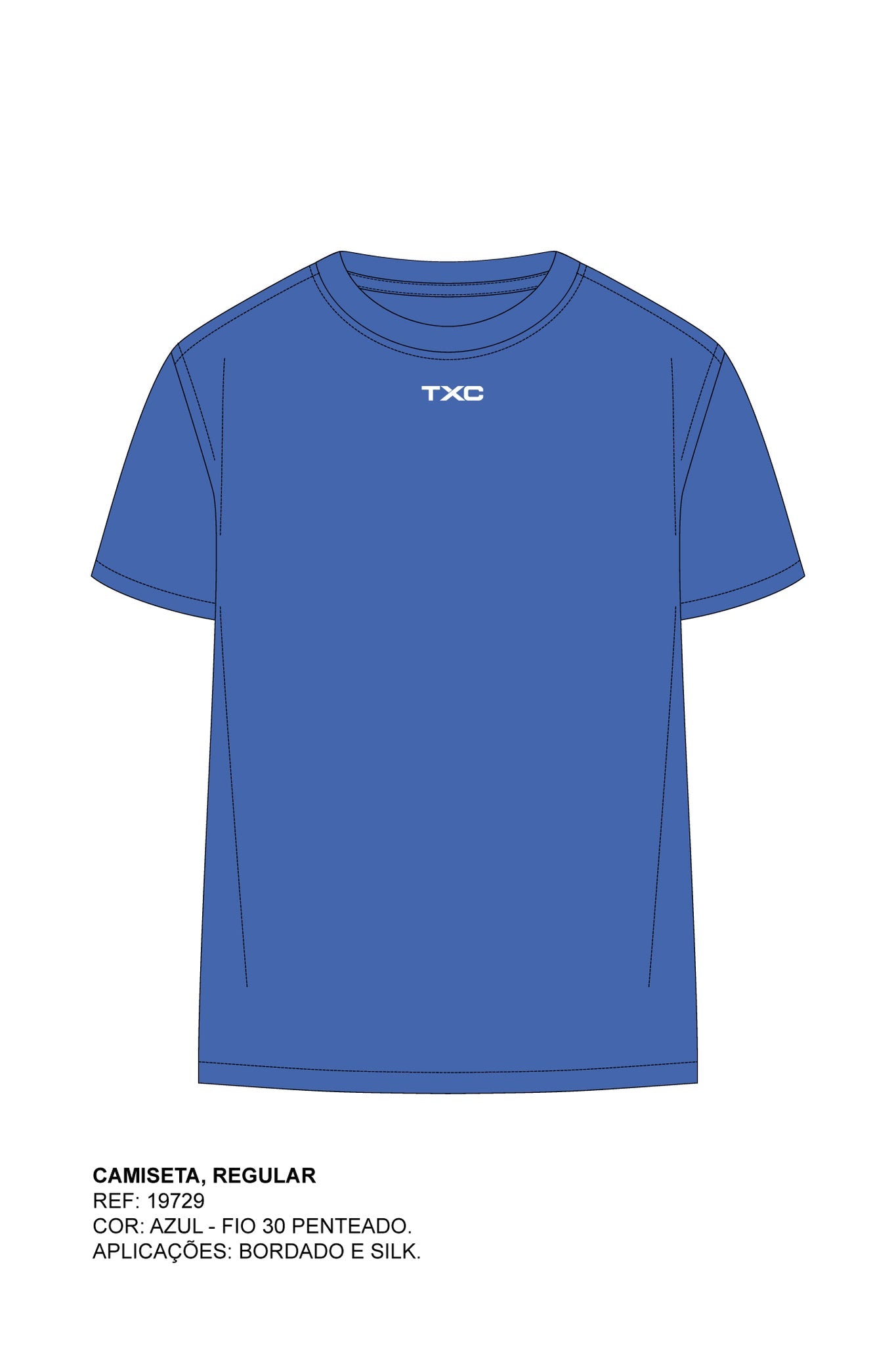 CAMISETA X - SIZE REGULAR MEIA MALHA PENTEADA BORDADA 19729P - TXC