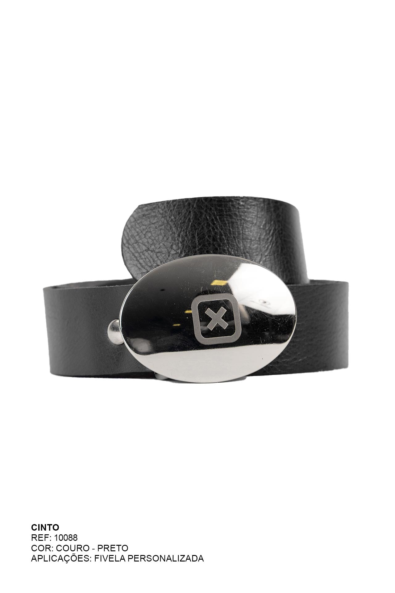 CINTO COURO FIVELA COM LOGO VAZADA 10088 - TXC