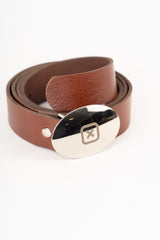 CINTO COURO FIVELA COM LOGO VAZADA 10088 - TXC