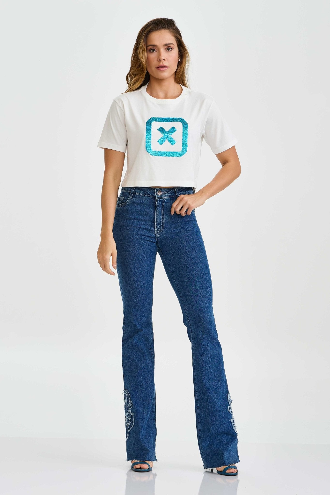 CROPPED REGULAR MEIA MALHA PENTEADA PAETE 51085 - TXC