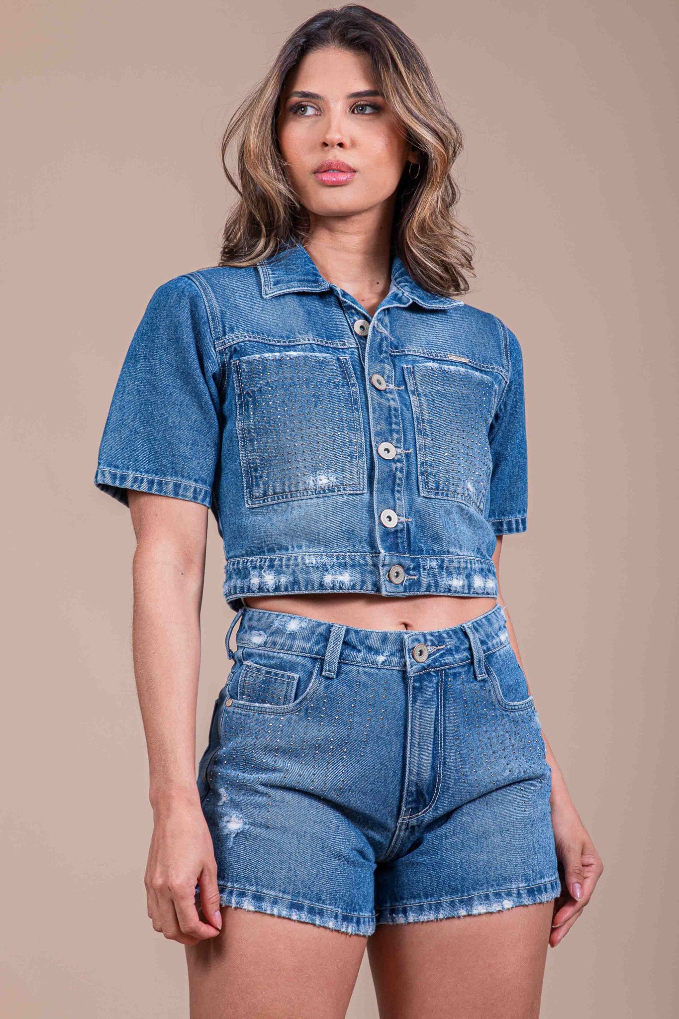 Jaqueta Cropped Extra Denim | 7294 - TXC