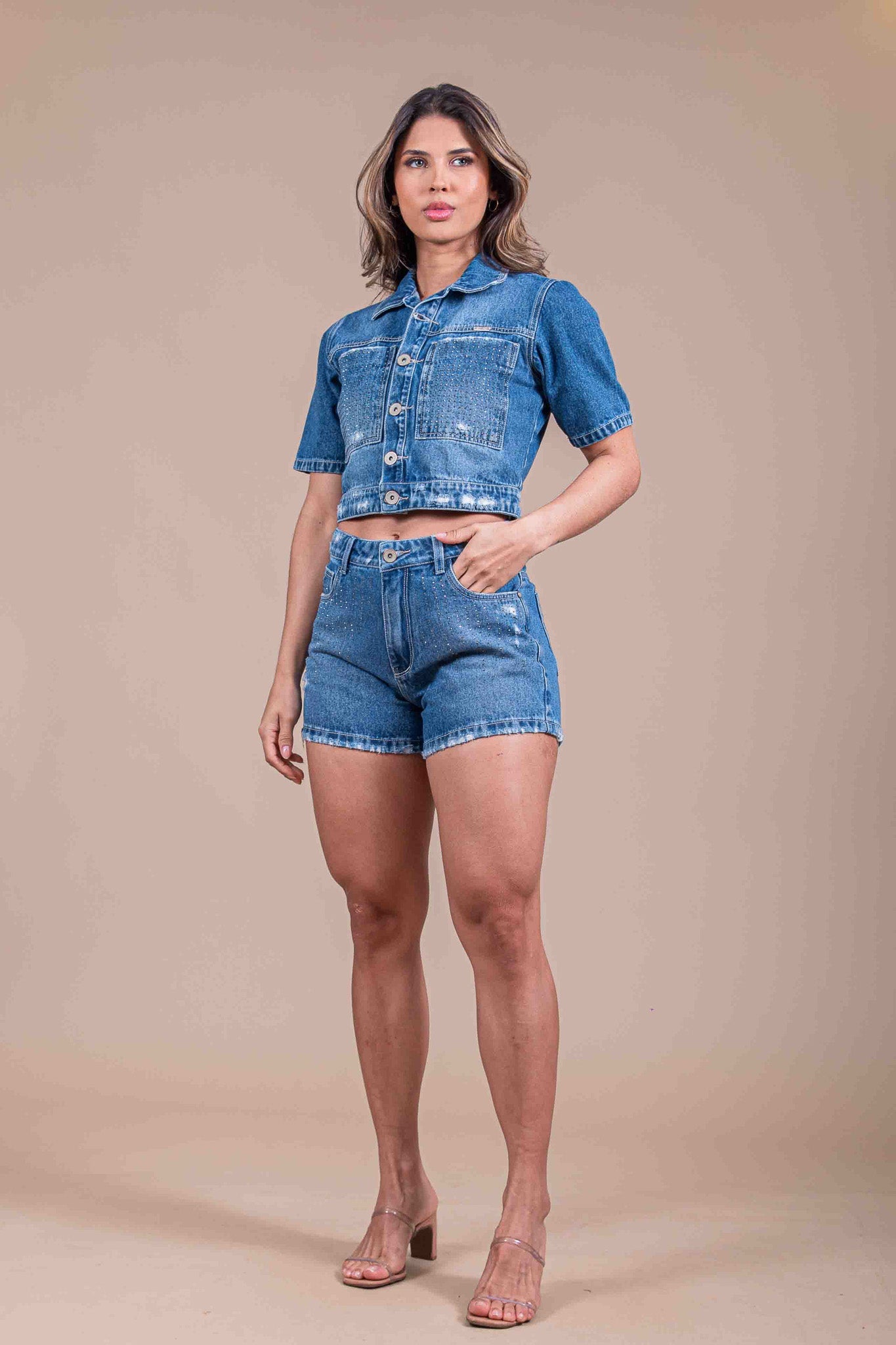Jaqueta Cropped Extra Denim | 7294 - TXC