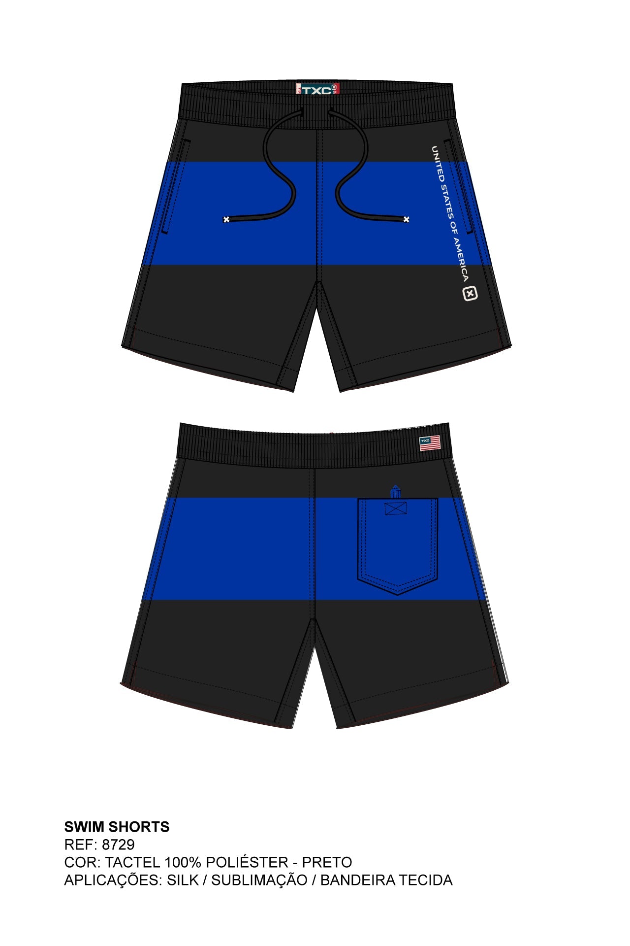 SHORT SWIM TACTEL ESTAMPADO 8729 - TXC