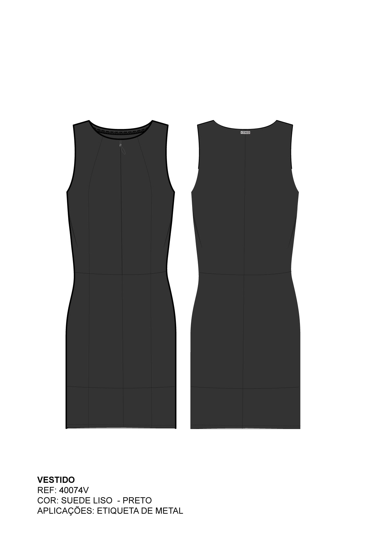 VESTIDO TUBINHO MALHA COM PLAQUINHA 40074V - TXC